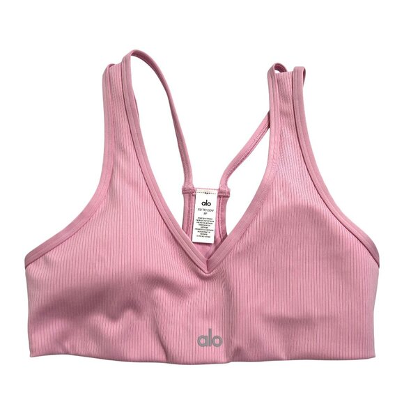 ALO Yoga Airlift Ribbed Jump Start Bra in Sweet Pink
